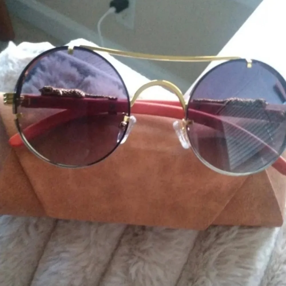 Unisex Gold and Blue Sunglasses